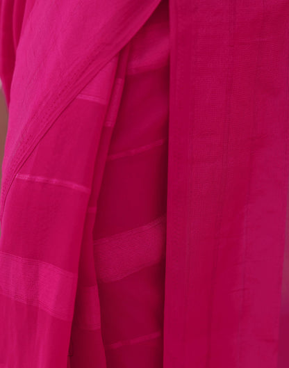 Pink Georgette Woven Plain Saree