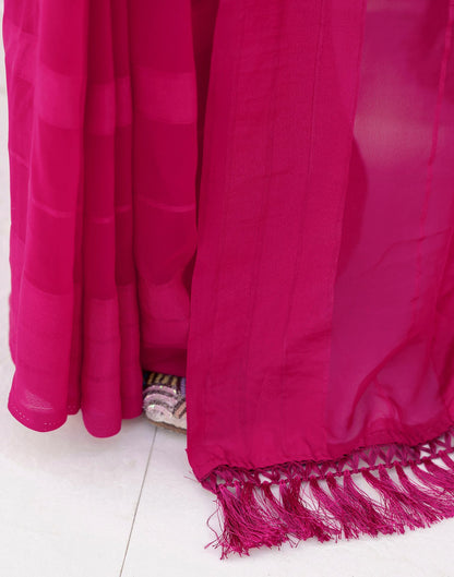 Pink Georgette Woven Plain Saree