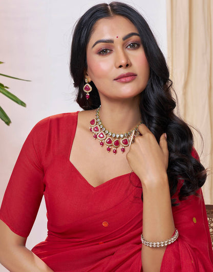 Red Linen Sequence Saree