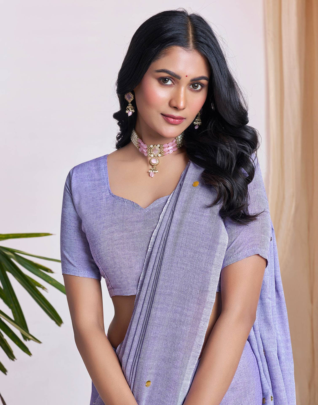 Light Purple Linen Sequence Saree