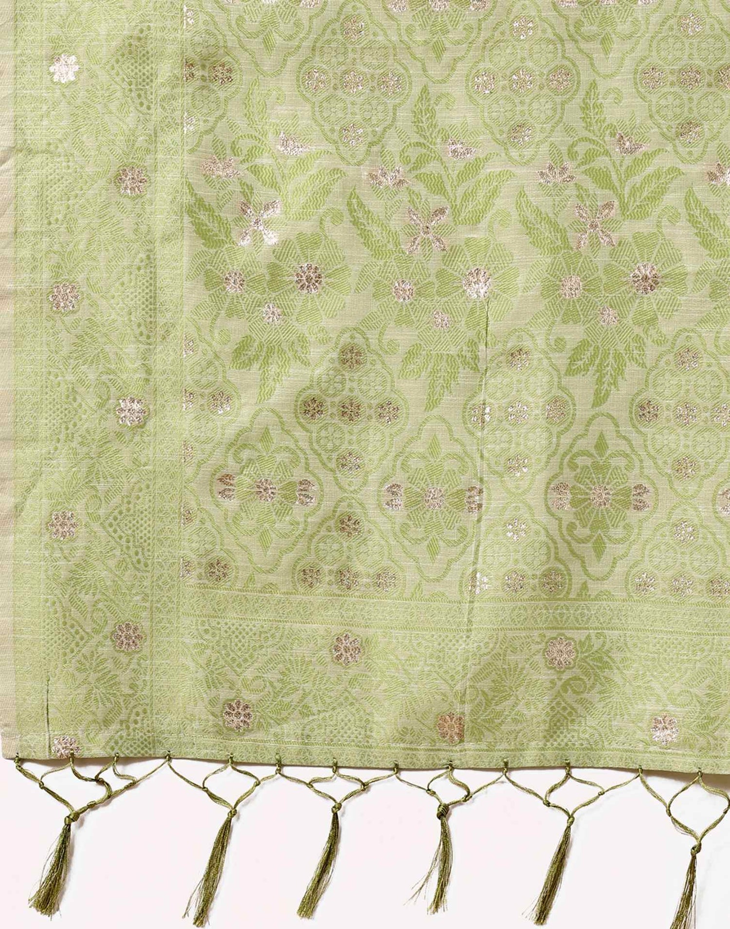 Light Green Cotton Woven Saree