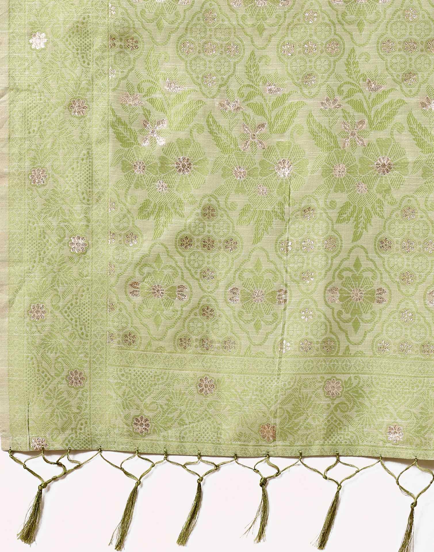 Light Green Cotton Woven Saree