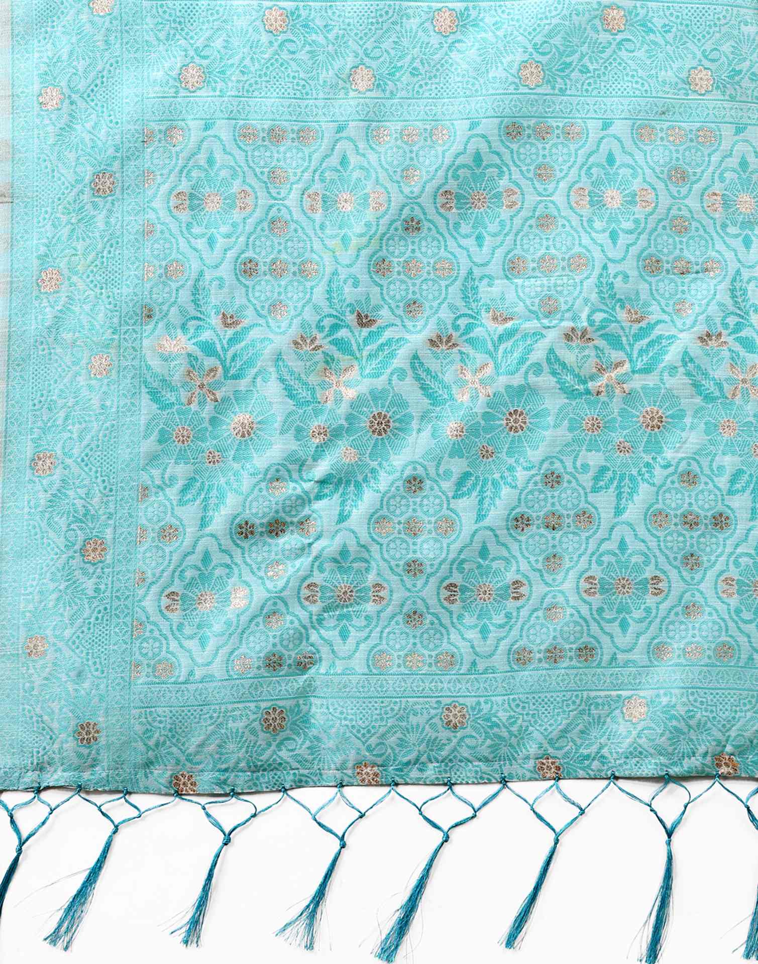 Light Blue Cotton Woven Saree