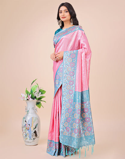 Pink Silk Woven Saree