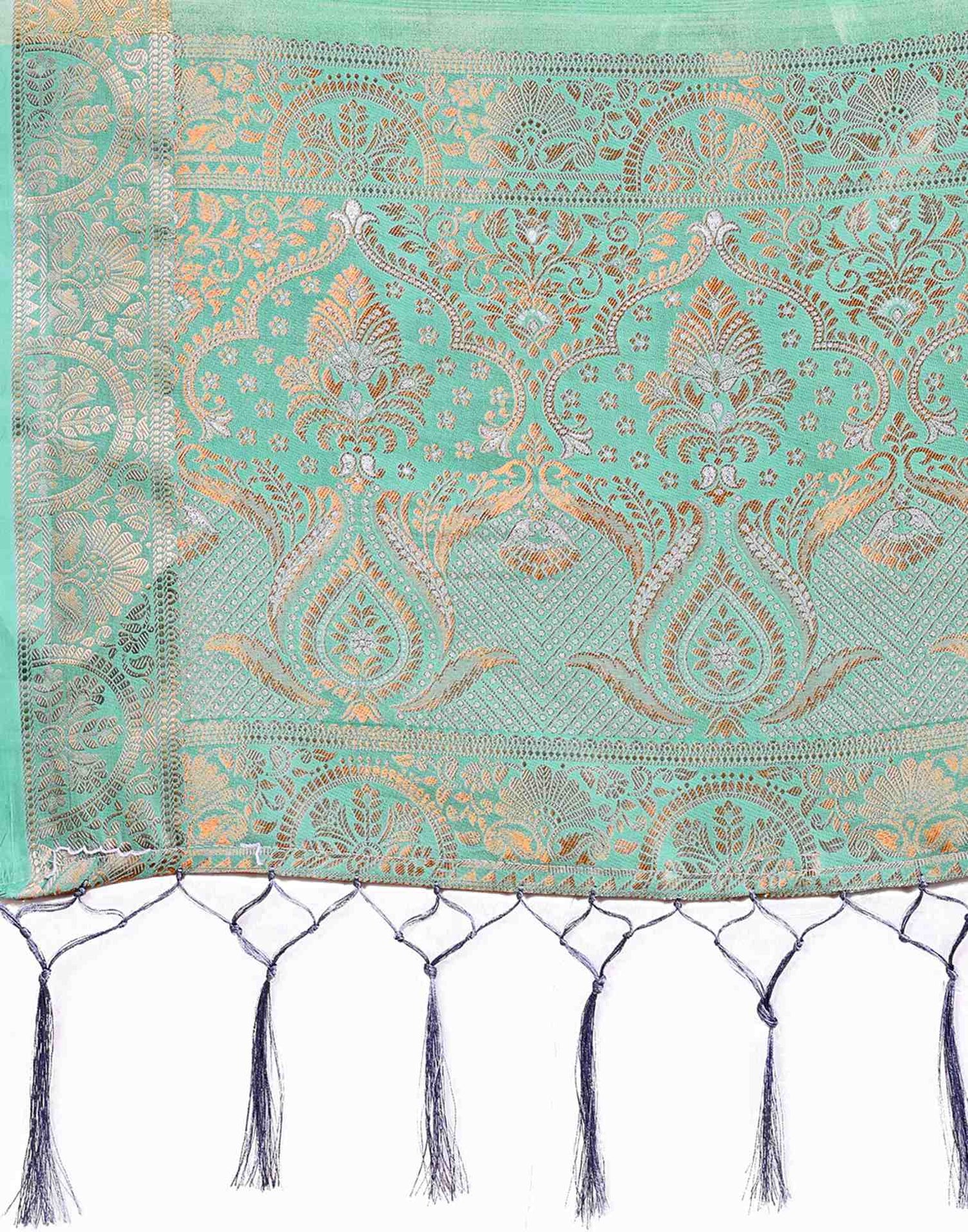 Light Teal Green Organza Woven Kanjivaram Saree