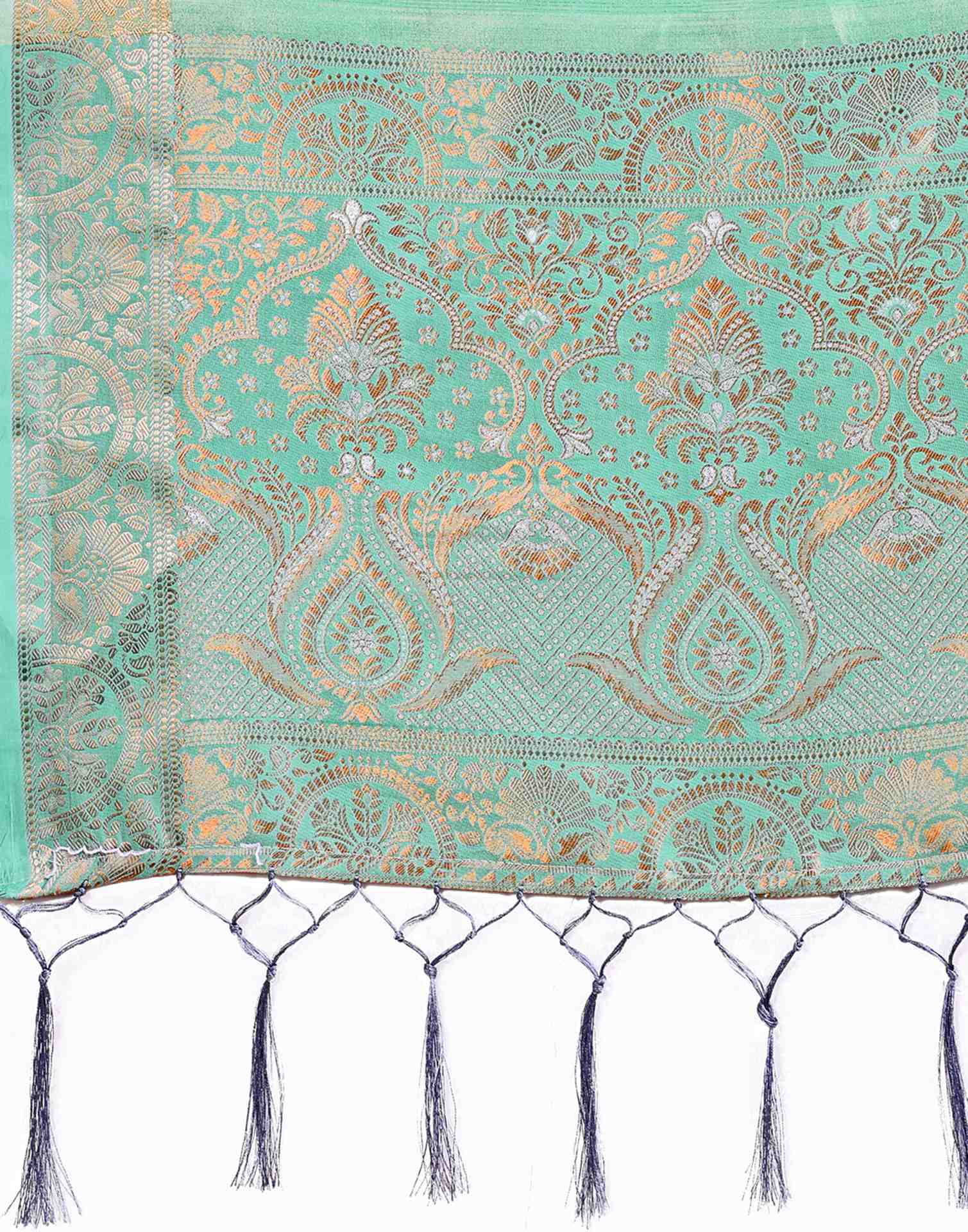 Light Teal Green Organza Woven Kanjivaram Saree
