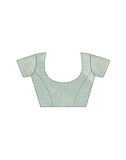 Light Teal Green Organza Woven Kanjivaram Saree