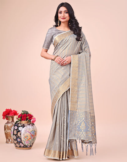 Grey Organza Woven Kanjivaram Saree