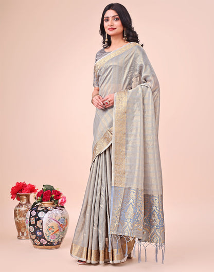 Grey Organza Woven Kanjivaram Saree