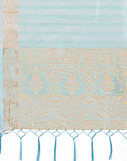 Sky Blue Organza Woven Kanjivaram Saree