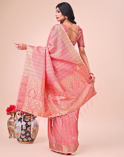 Red Organza Woven Kanjivaram Saree