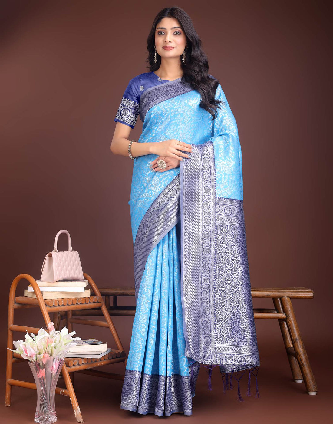 Blue Silk Woven Kanjivaram Saree