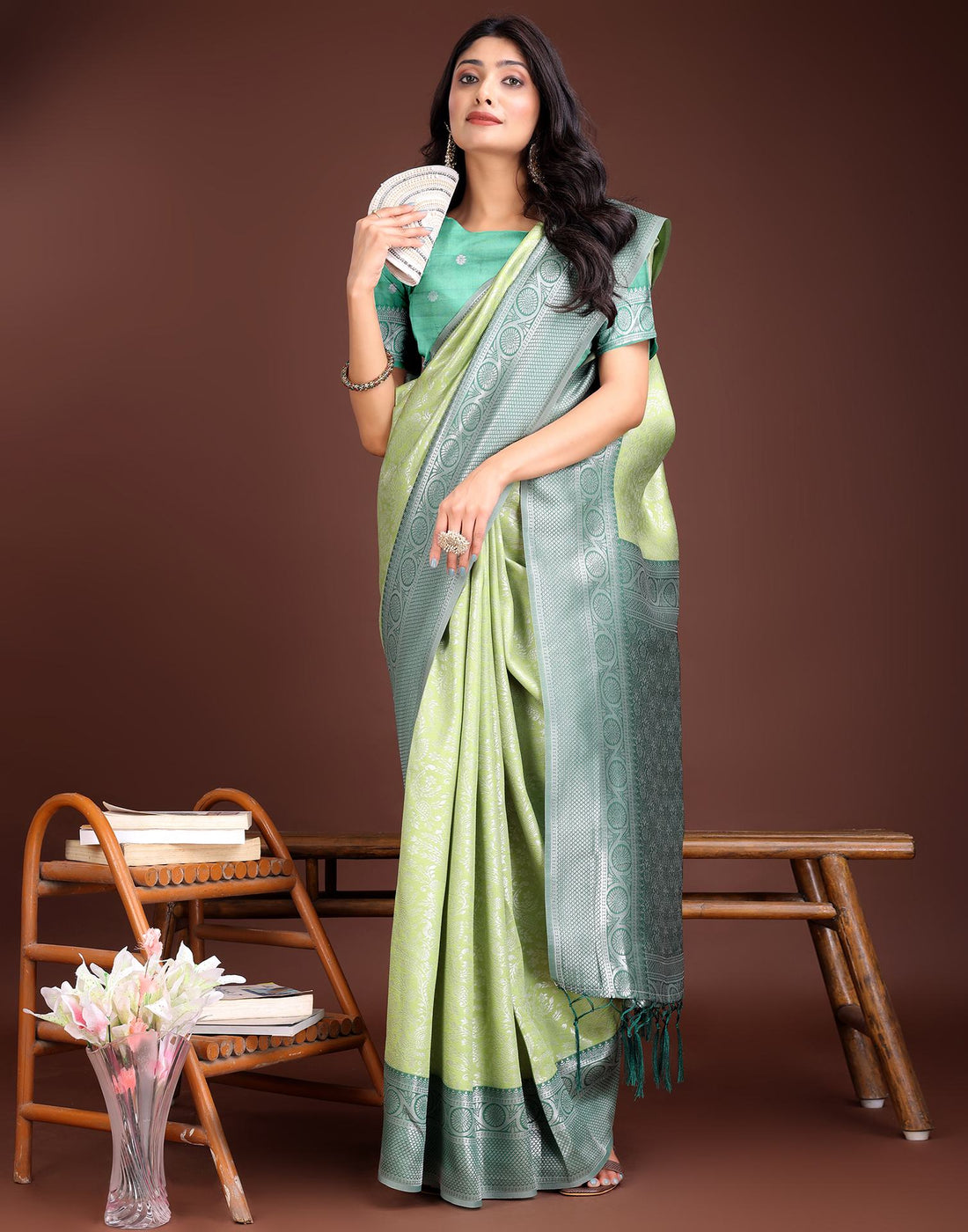 Light Green Silk Woven Kanjivaram Saree