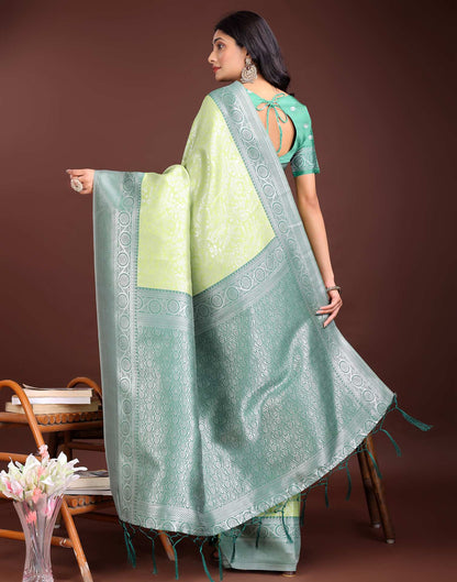 Light Green Silk Woven Kanjivaram Saree
