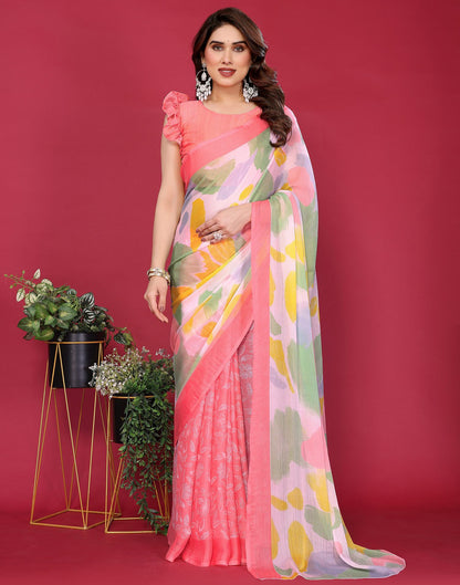Multicoloured Chiffon Printed Saree
