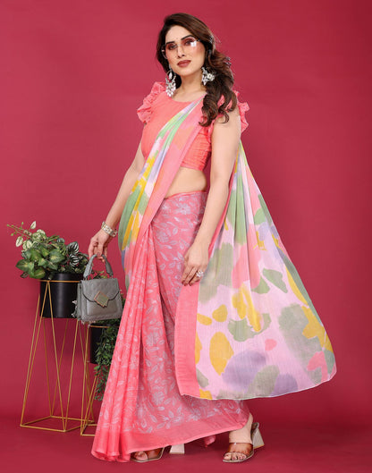 Multicoloured Chiffon Printed Saree