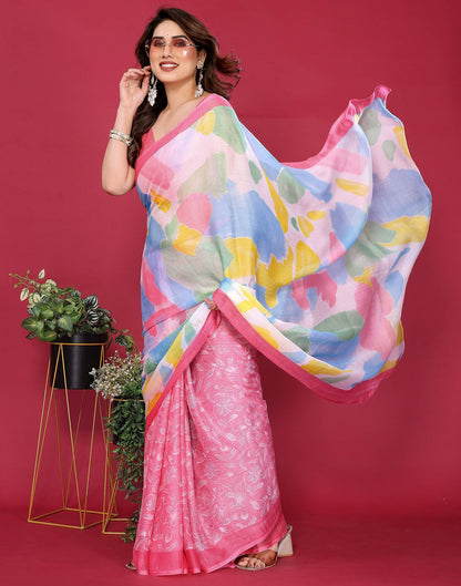 Multicoloured Chiffon Printed Saree