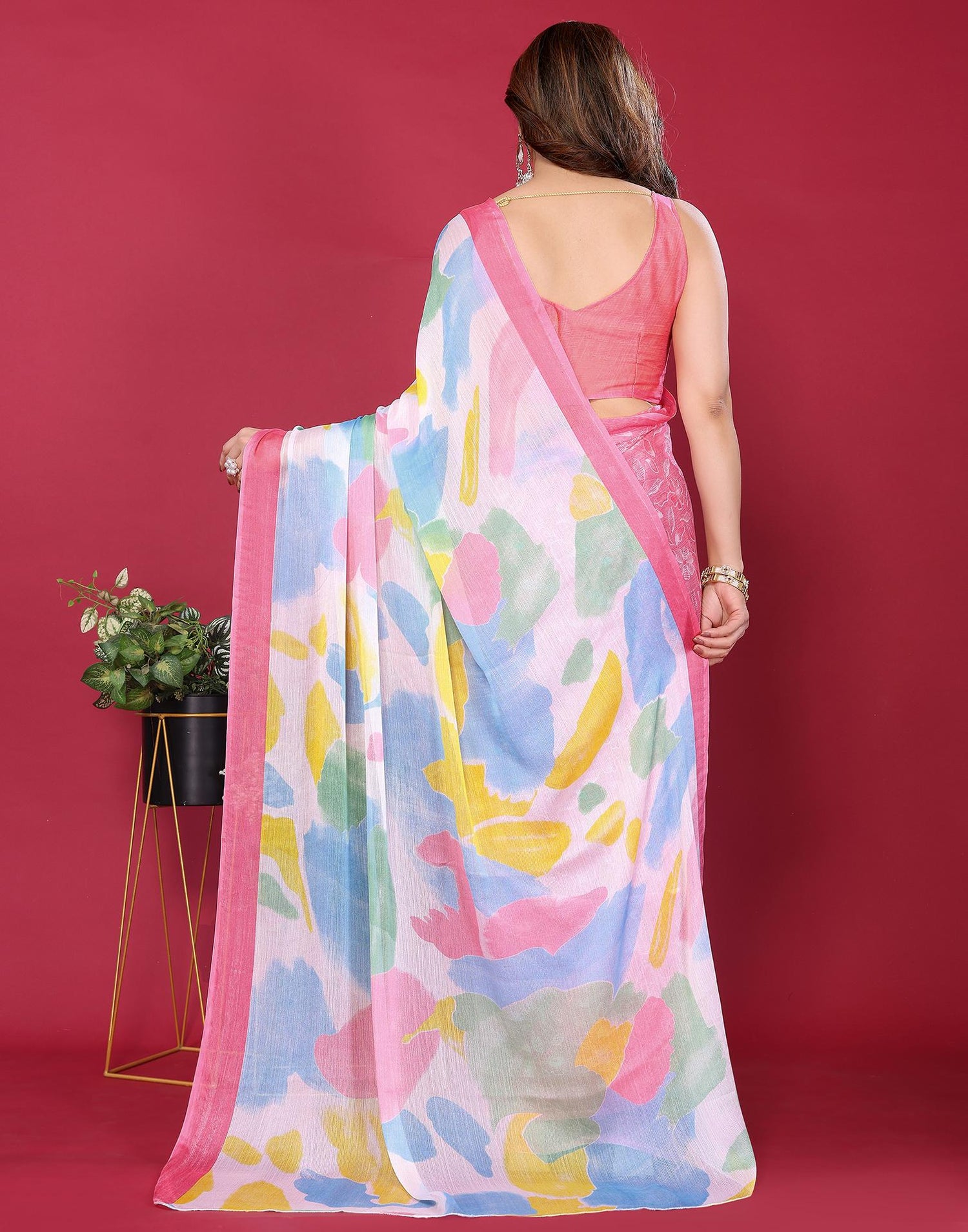 Multicoloured Chiffon Printed Saree