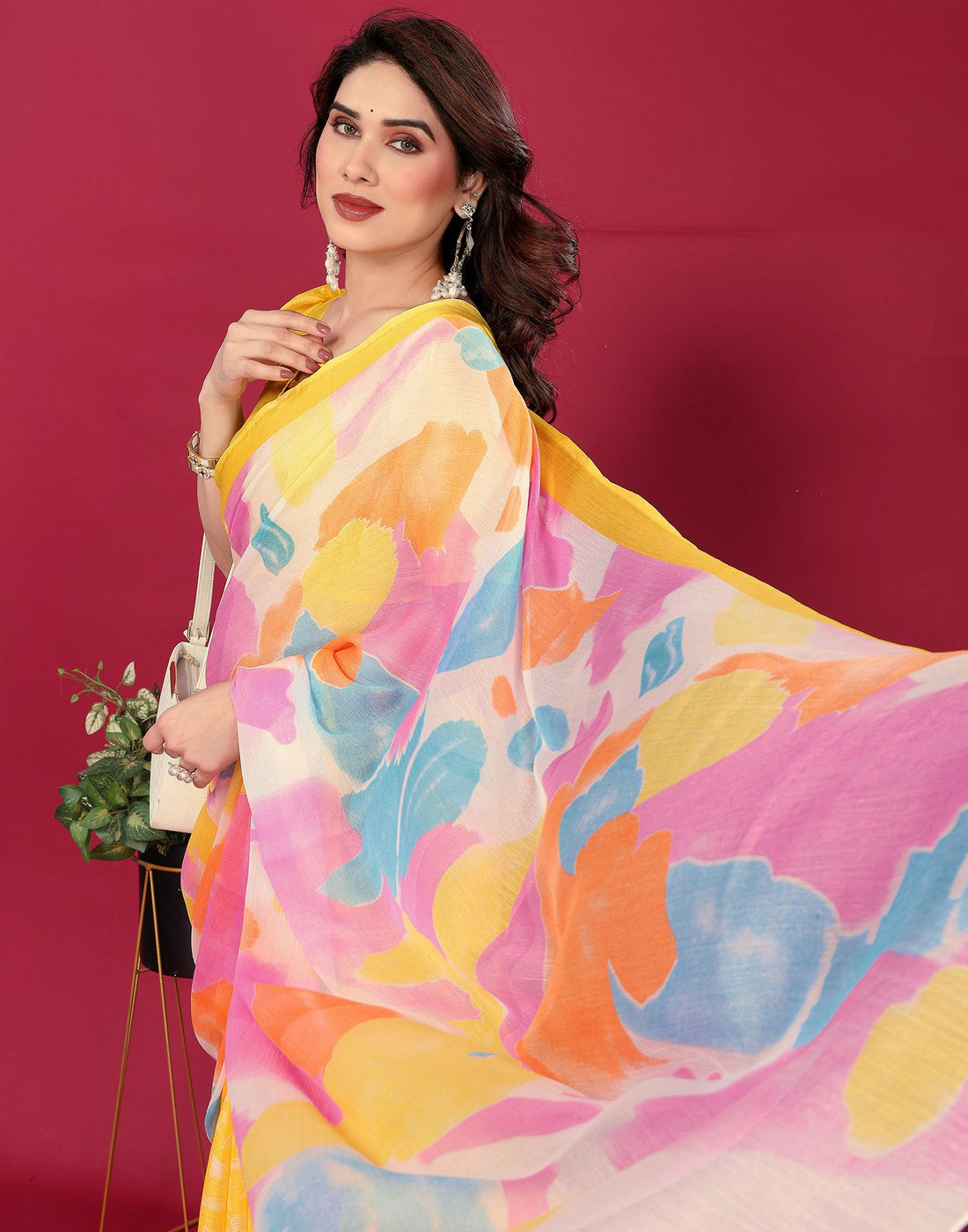 Multicoloured Chiffon Printed Saree