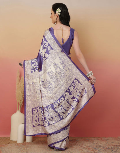 Purple Satin Printed Saree