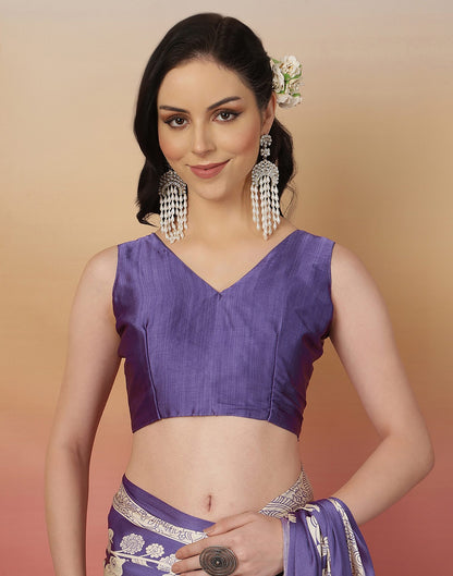 Purple Satin Printed Saree
