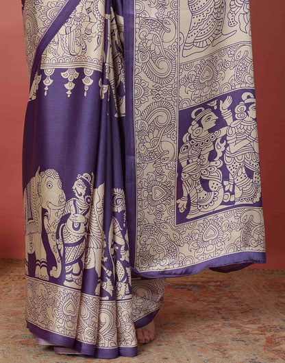 Purple Satin Printed Saree