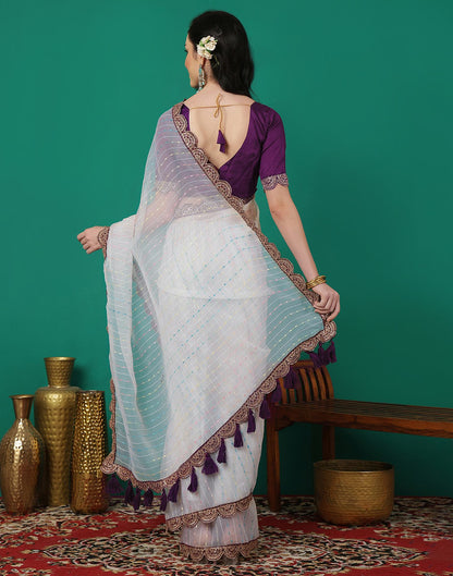 White Organza Sequence Saree