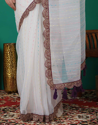 White Organza Sequence Saree