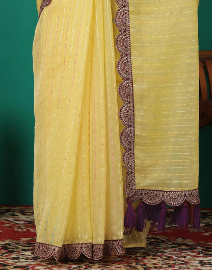 Yellow Organza Sequence Saree