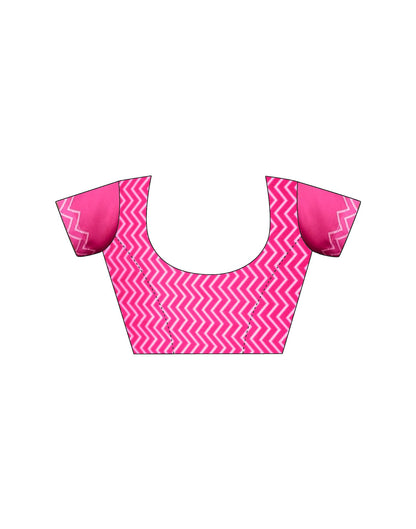 Handsfree Pink Satin Printed Saree