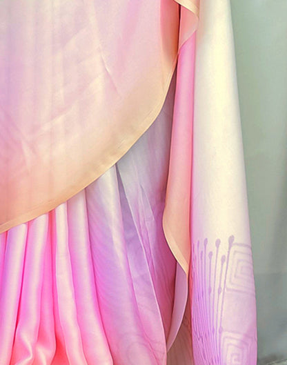 Handsfree Multicoloured Satin Printed Saree