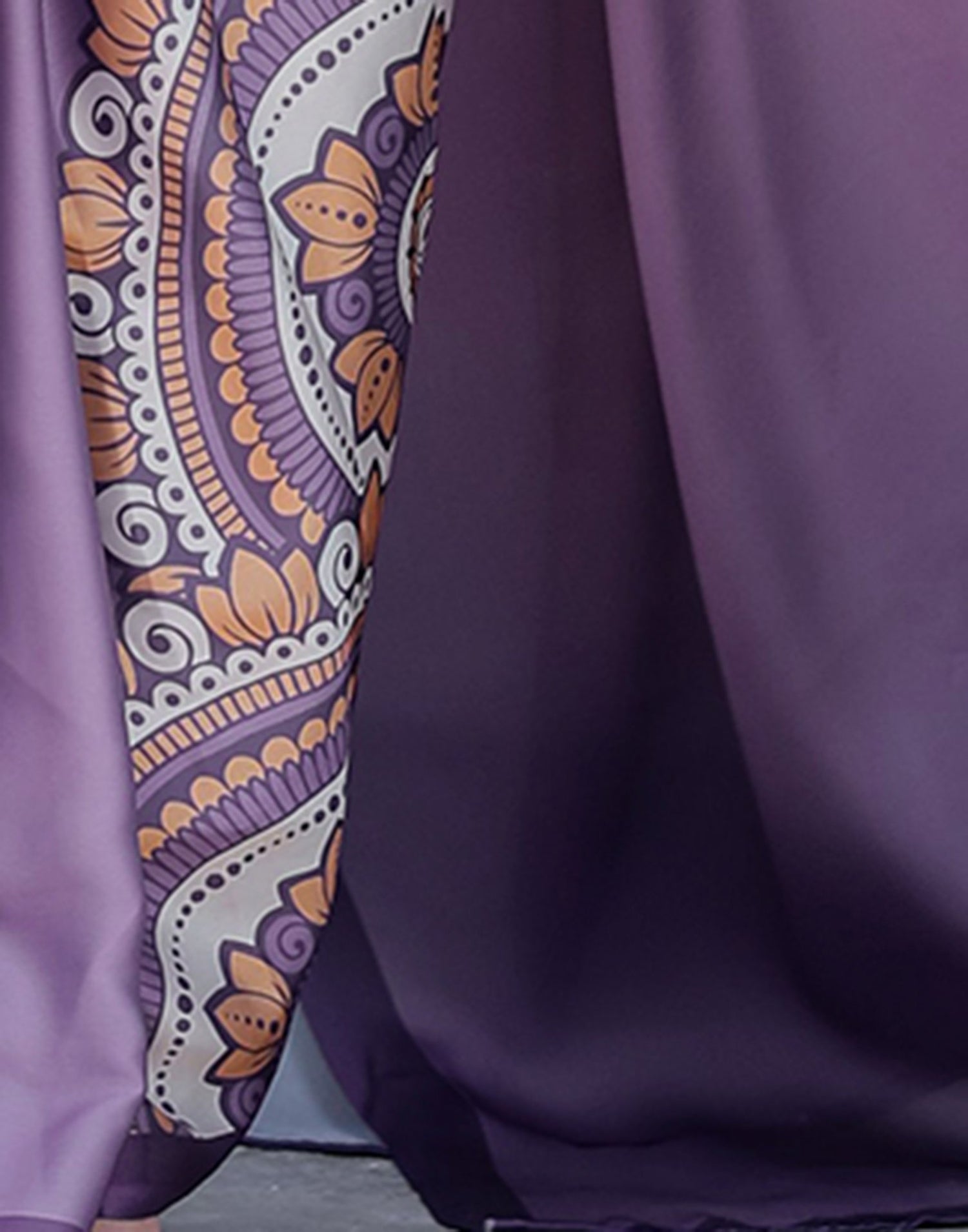 Handsfree Dusty Purple Satin Printed Saree