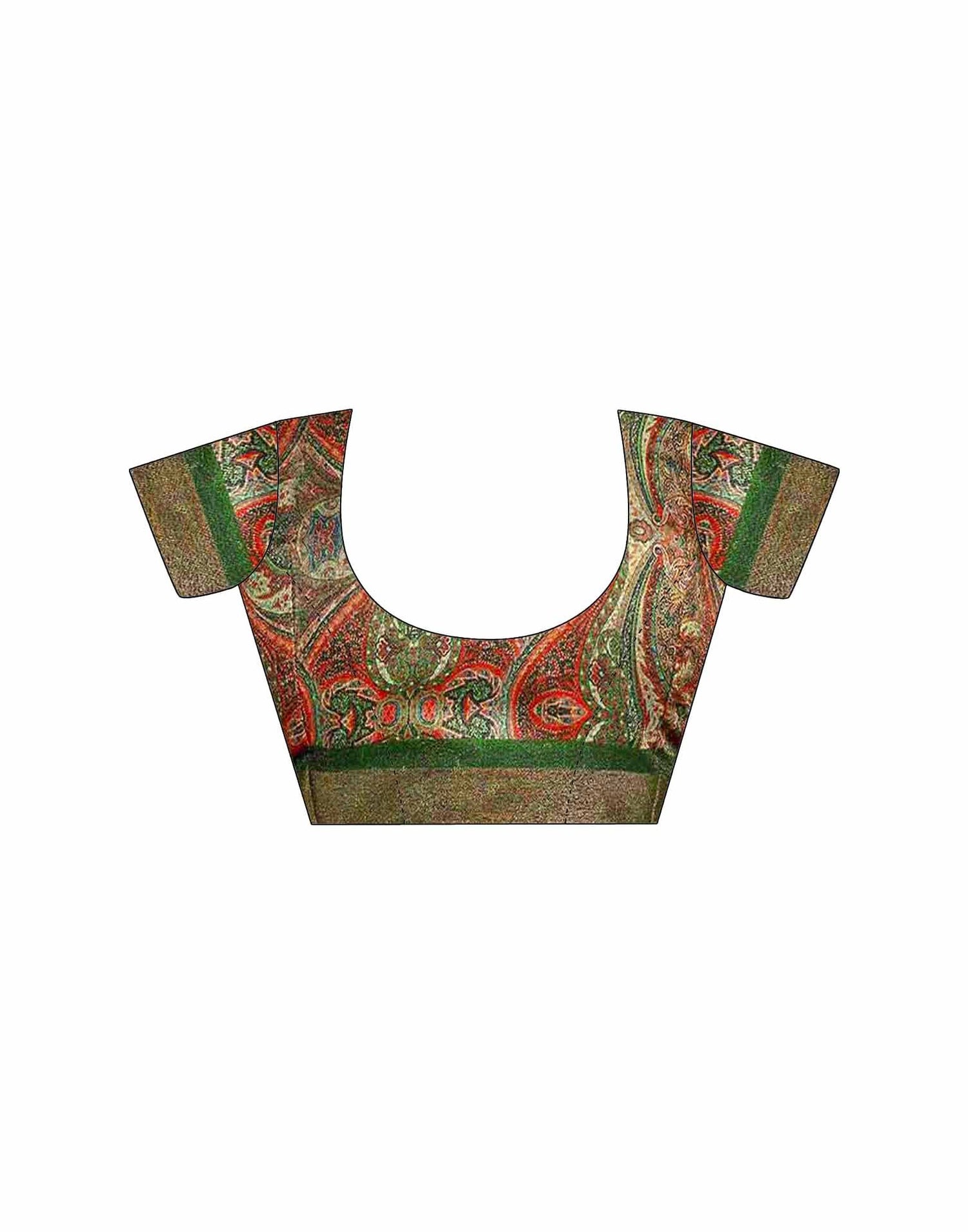 Dark Green Shimmer Silk Printed Saree