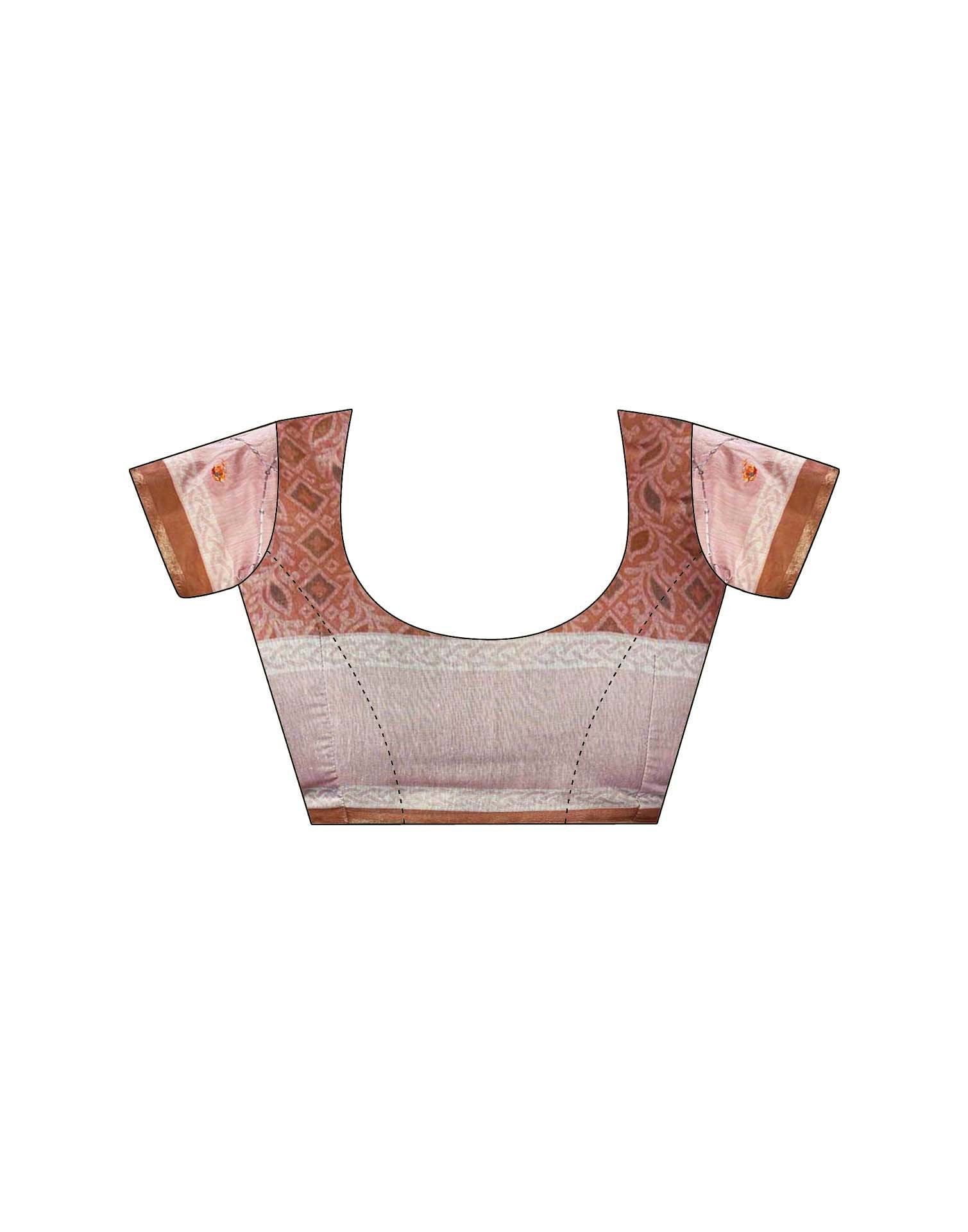 Dusty Peach Chanderi Printed Saree