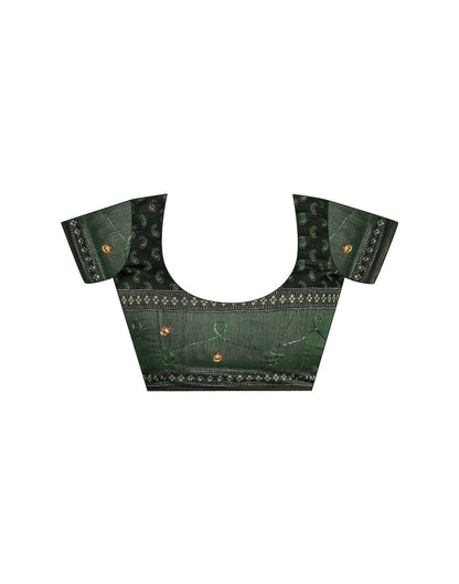 Dark Green Chanderi Printed Saree