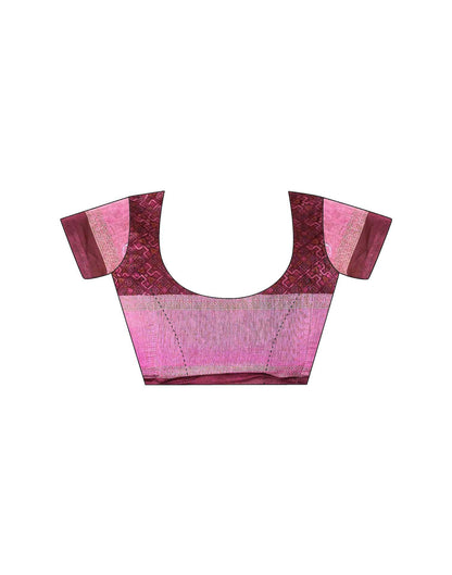 Dark Rani Pink Chanderi Printed Saree