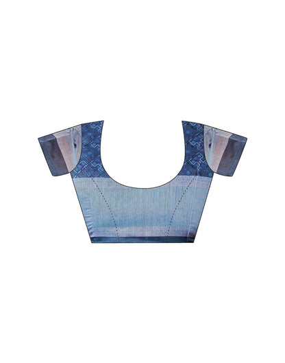 Dark Blue Chanderi Printed Saree