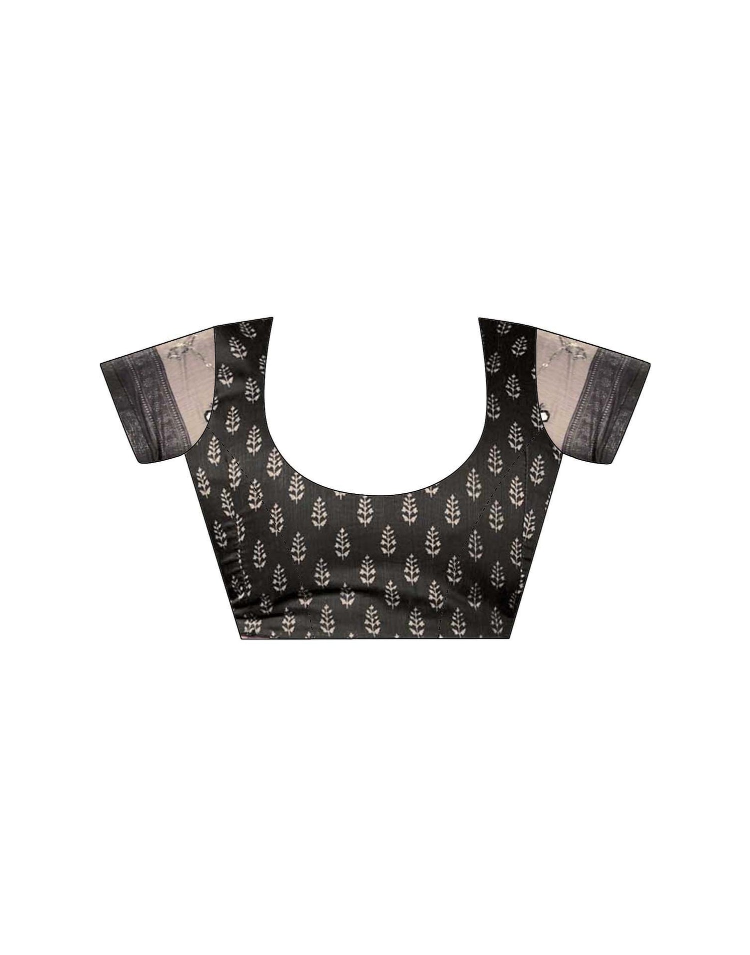 Black Chanderi Printed Saree