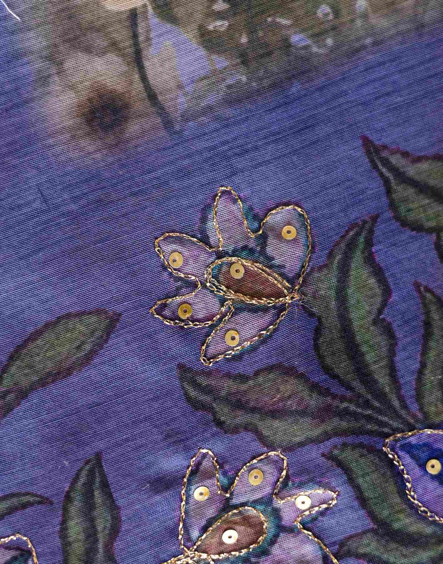 Light Purple Chanderi Floral Printed  Saree