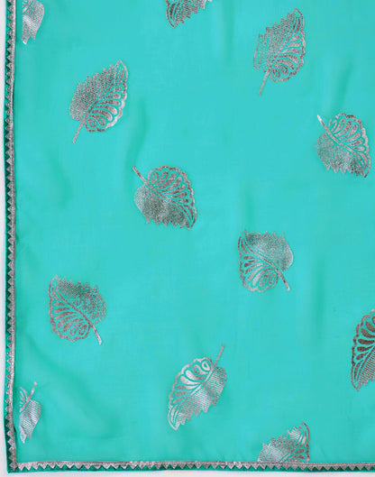 Turquoise Georgette Foil Printed Saree