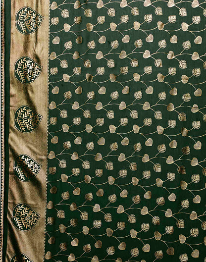 Dark Green Georgette Foil Printed Saree