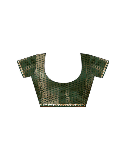 Dark Green Georgette Foil Printed Saree