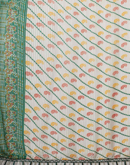 Dark Green Georgette Bandhani Printed Saree