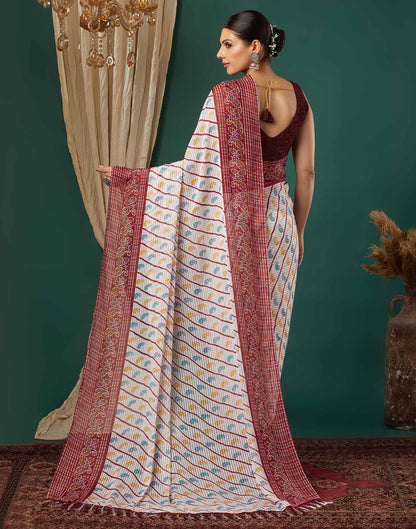 Maroon Georgette Bandhani Printed Saree