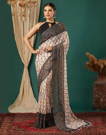 Black Georgette Bandhani Printed Saree