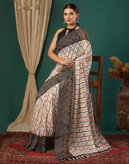 Black Georgette Bandhani Printed Saree