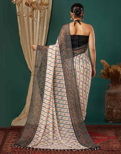 Black Georgette Bandhani Printed Saree