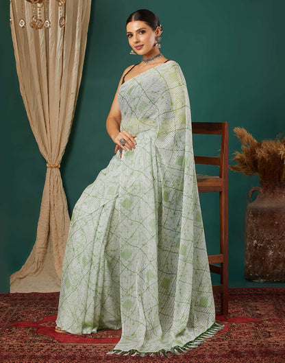 White Georgette Printed Saree