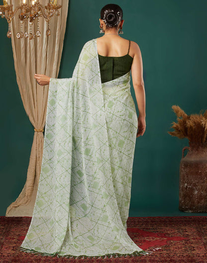 White Georgette Printed Saree