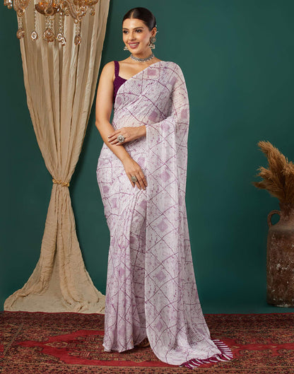 White Georgette Printed Saree